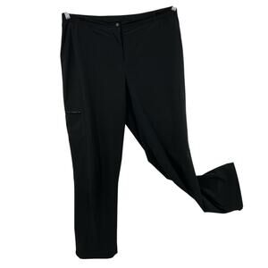 Chicos 2 Tech Pants Size Large Black flat Front Zip Elastic Waist Zenergy